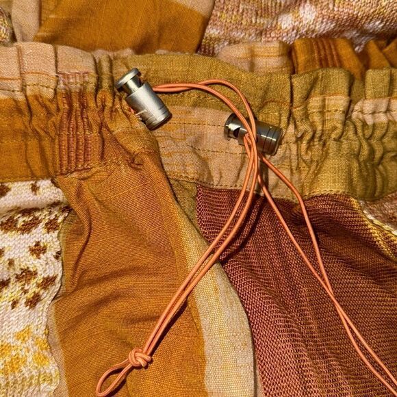 FREE PEOPLE CAMILLE PATCHWORK PANTS IN GOLDEN HOUR COMBO NWT - Picture 8 of 9